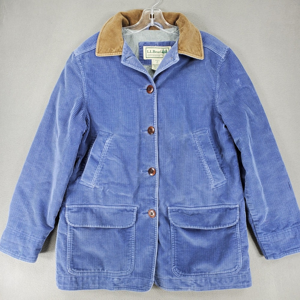 LL Bean Barn Coat Womens S Blue Corduroy Jacket Chore Workwear VTG Pheasant
